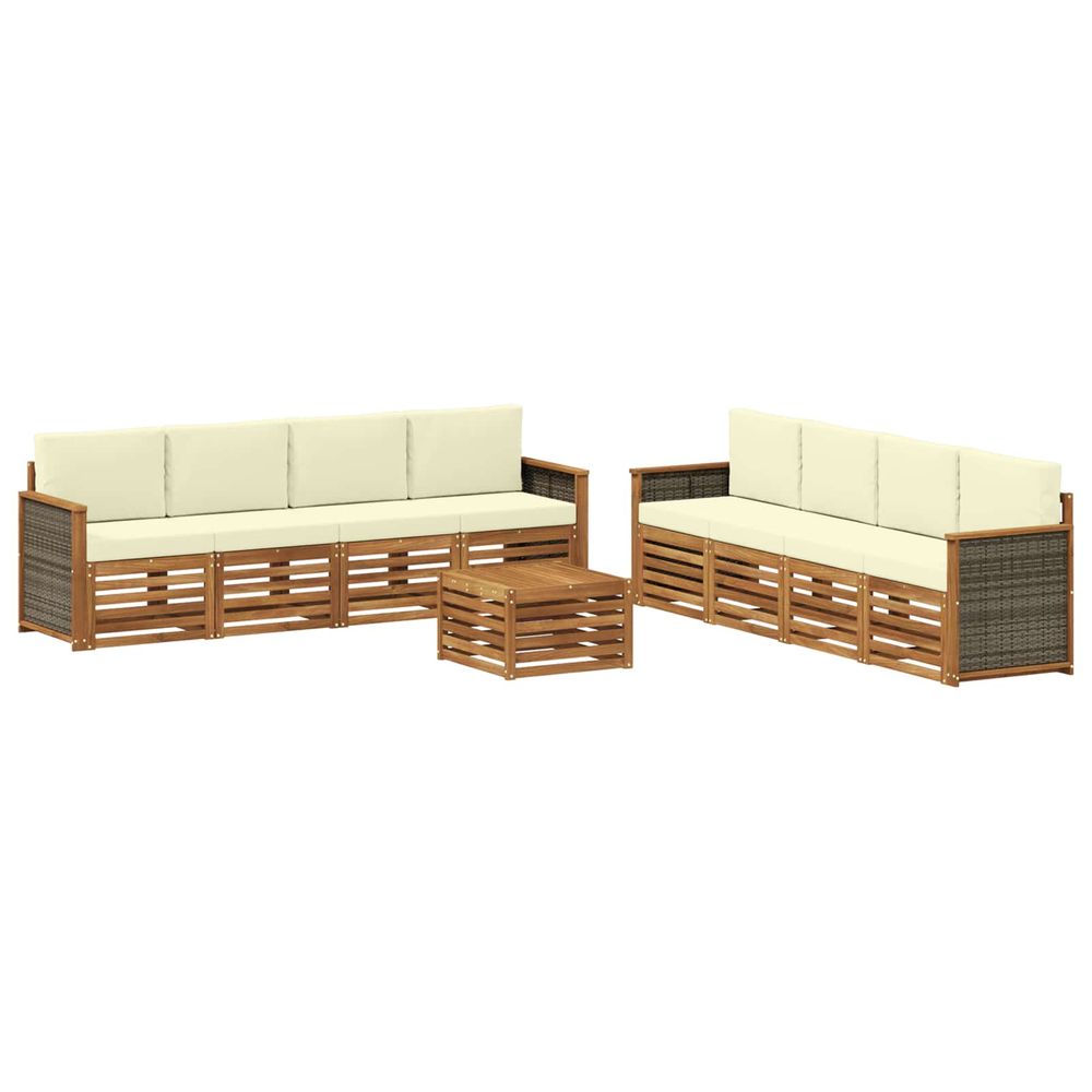 Ensemble de canapés d'extérieur 9 pc naturel et crème