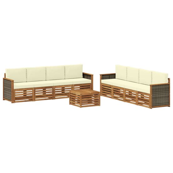 Ensemble de canapés d'extérieur 9 pc naturel et crème