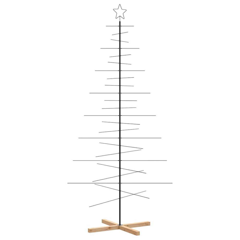 Arbre de noël en métal avec base en bois noir 210 cm