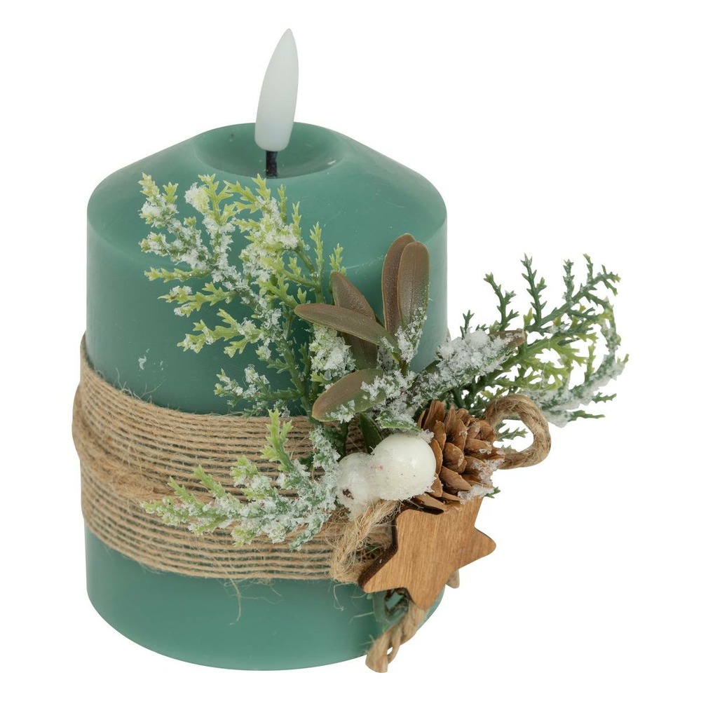 Bougie led déco branche h. 10cm vert