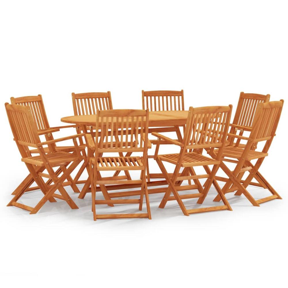 Ensemble à manger d'extérieur pliable 9 pcs bois d'eucalyptus