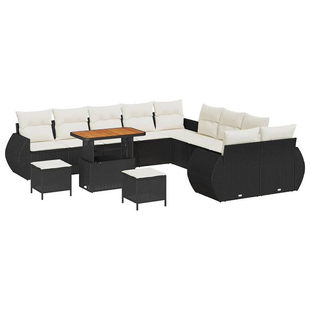 Ensemble de canapé de jardin 13 pc noir polyrotin