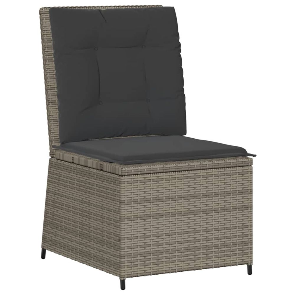 Canapé inclinable de jardin avec coussins gris résine tressée