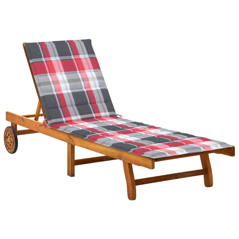 Chaise longue de jardin avec coussin bois d'acacia solide bain de soleil
