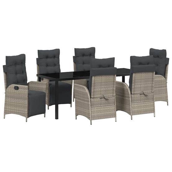 Ensemble de salle à manger pour jardin 7 pcs gris clair