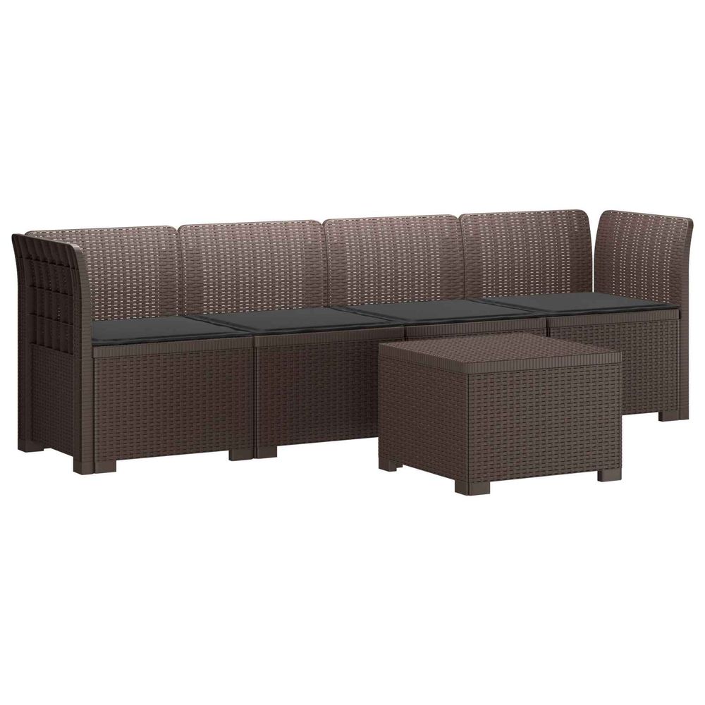 Canapé de jardin 4 places avec coussins look rotin pp marron