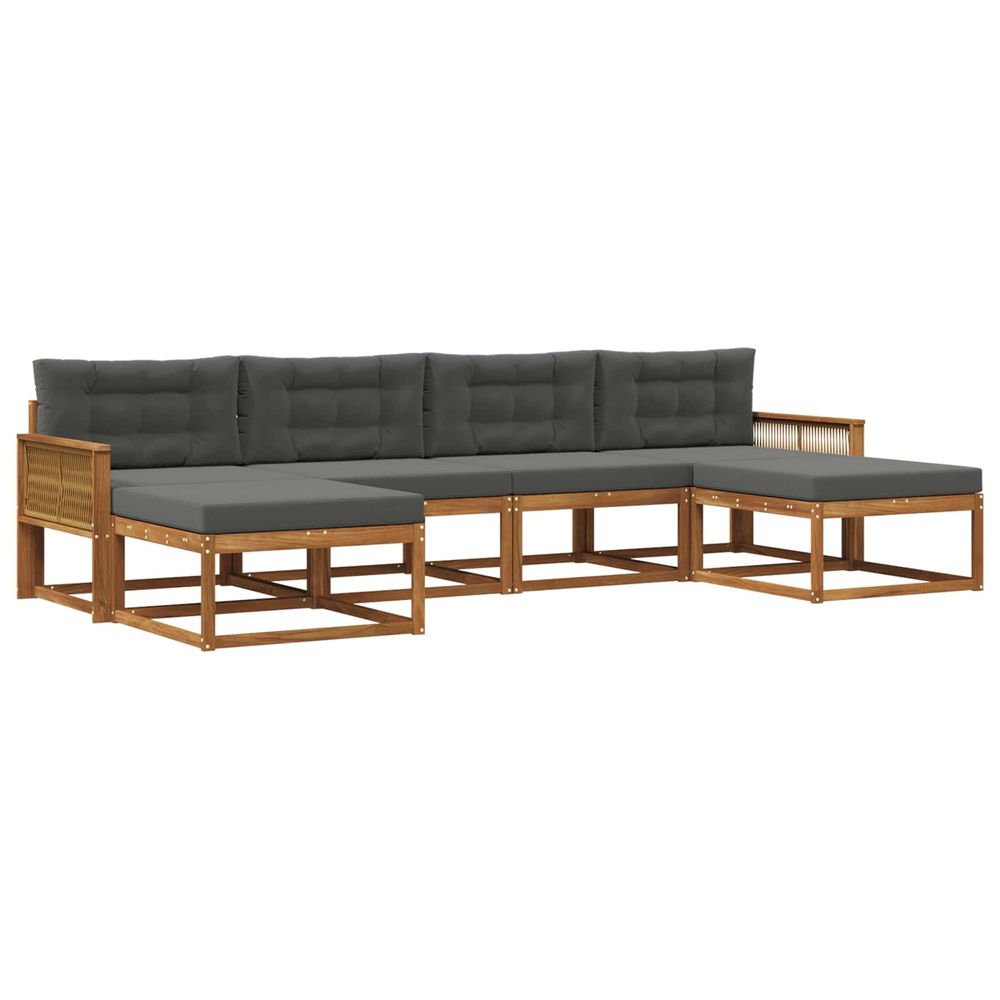 Ensemble de canapés d'extérieur 6 pc naturel et anthracite