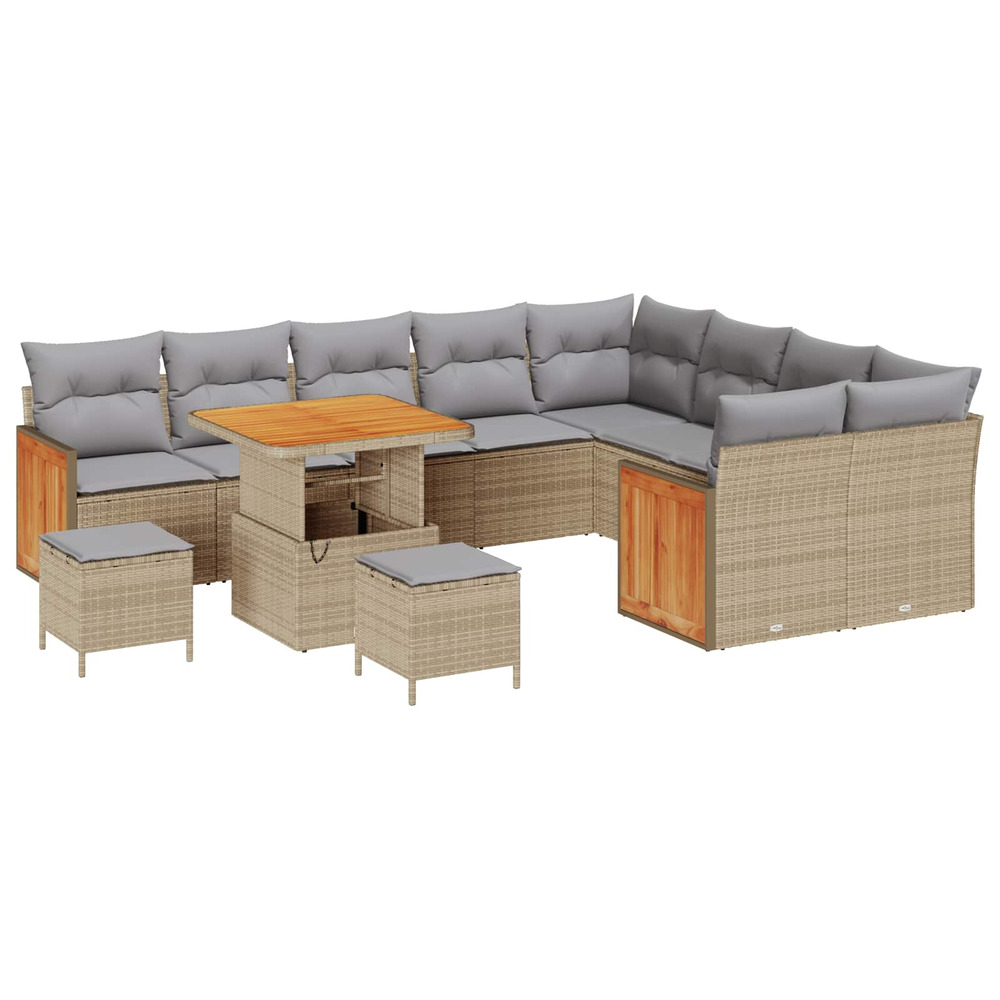 Ensemble de canapé de jardin 12 pcs beige et gris clair