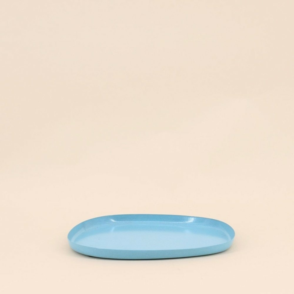 Plateau en métal organique bleu 19cm