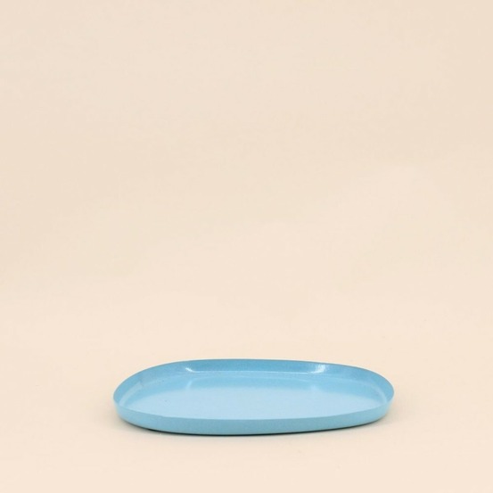 Plateau en métal organique bleu 19cm