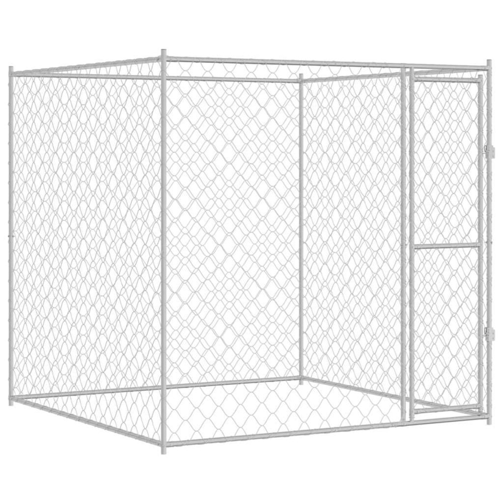 Cage pour chien argenté 200 x 200 x 200 cm acier et pe