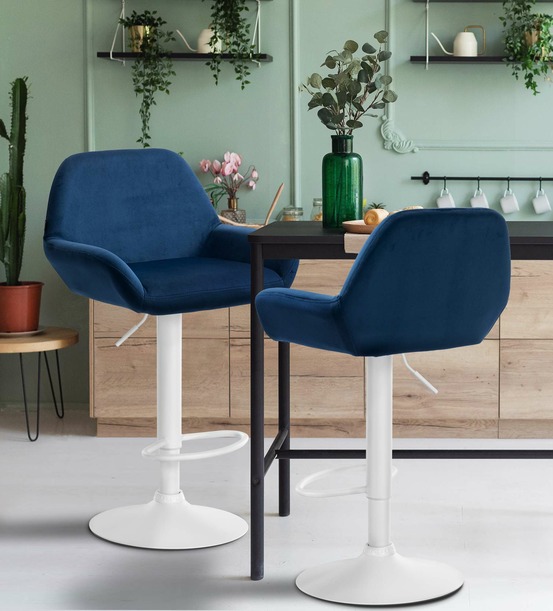 Tabouret de bar braga velours blanc