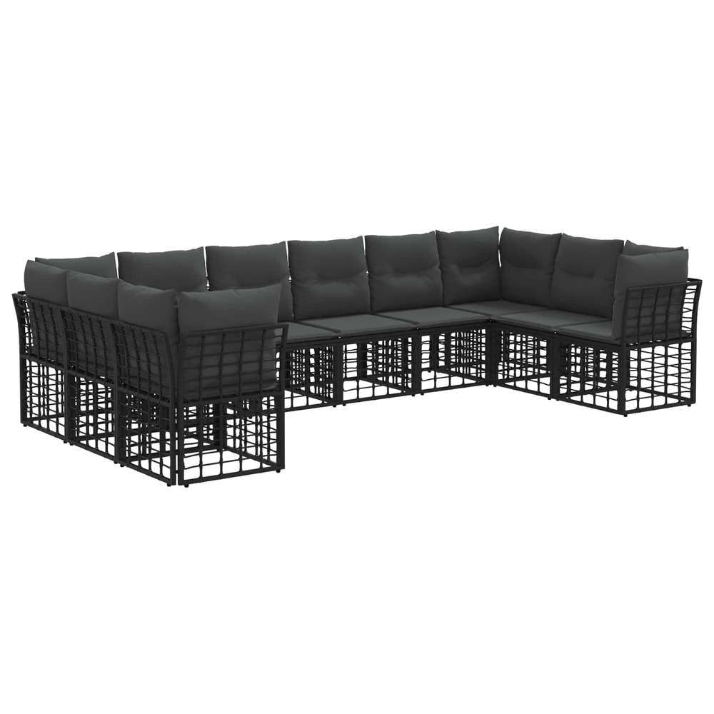 Ensemble de canapés d'extérieur noir et gris foncé polyester