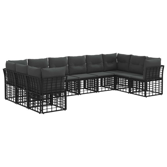 Ensemble de canapés d'extérieur noir et gris foncé polyester