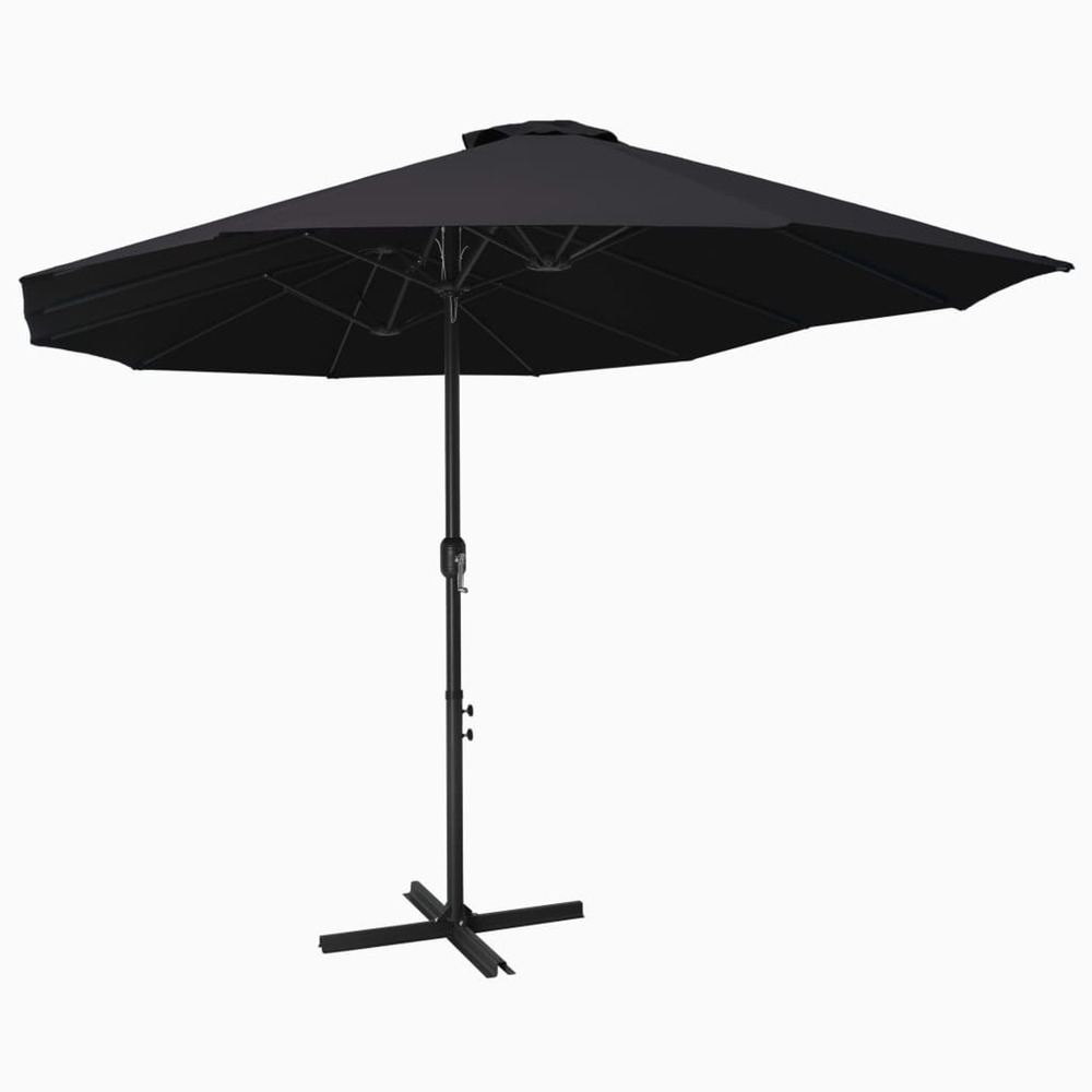 Parasol d'extérieur et poteau en aluminium 460x270 cm noir