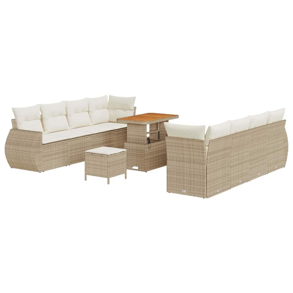 Ensemble de canapé de jardin 11 pc beige polyrotin