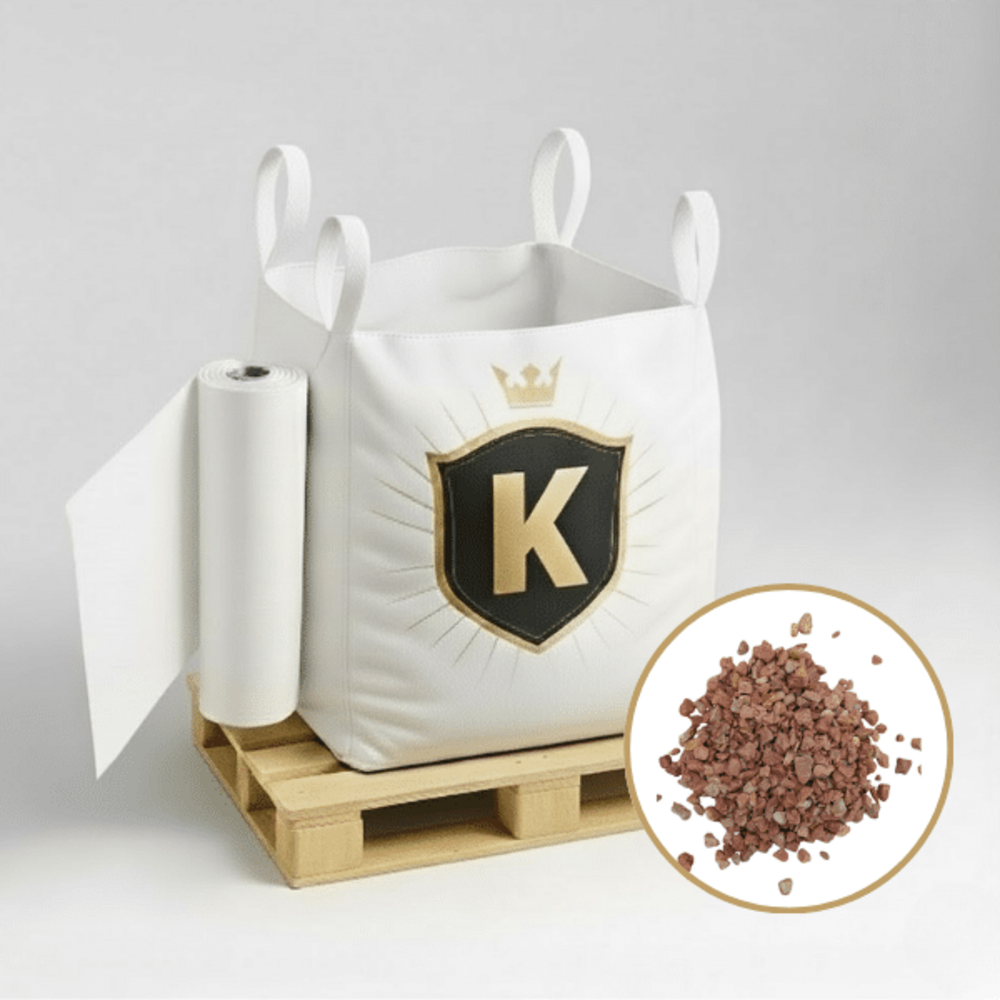 Kit graviers rose + géotextile = 1 big bag gravier rose 8/14 1.5t [environ 20m2 sur 5cm d'épaisseur] + 1 géotextile 25m2