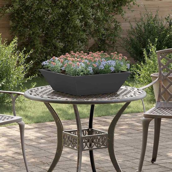 Jardinière bol en acier pour jardin et terrasse noir 50 cm