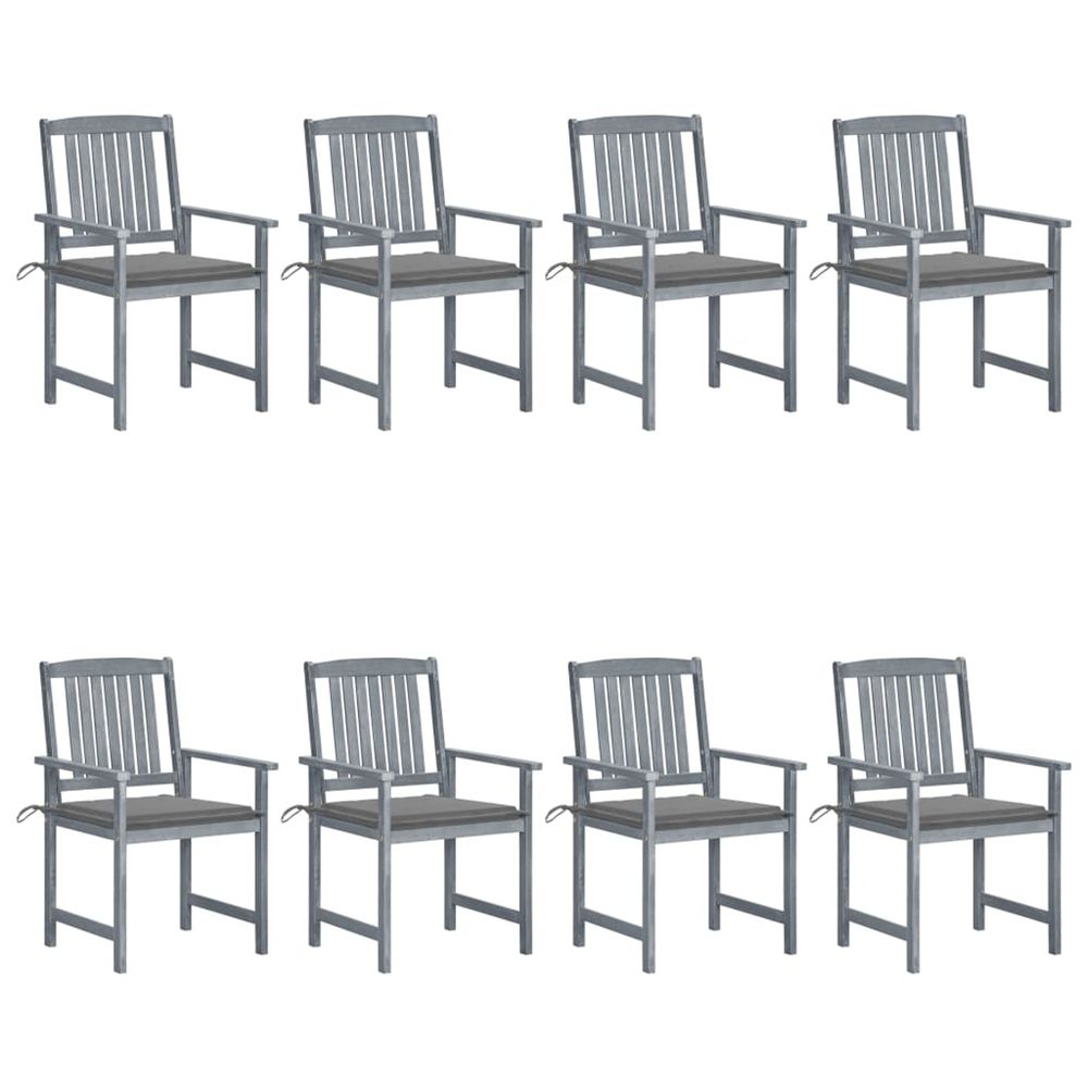 Chaises de jardin et coussins lot de 8 bois acacia solide gris