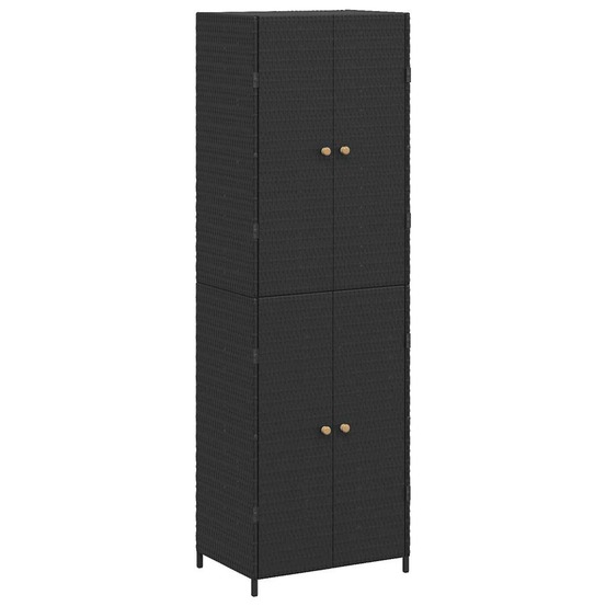 Armoire de rangement de jardin noir 59x40x180 cm résine tressée