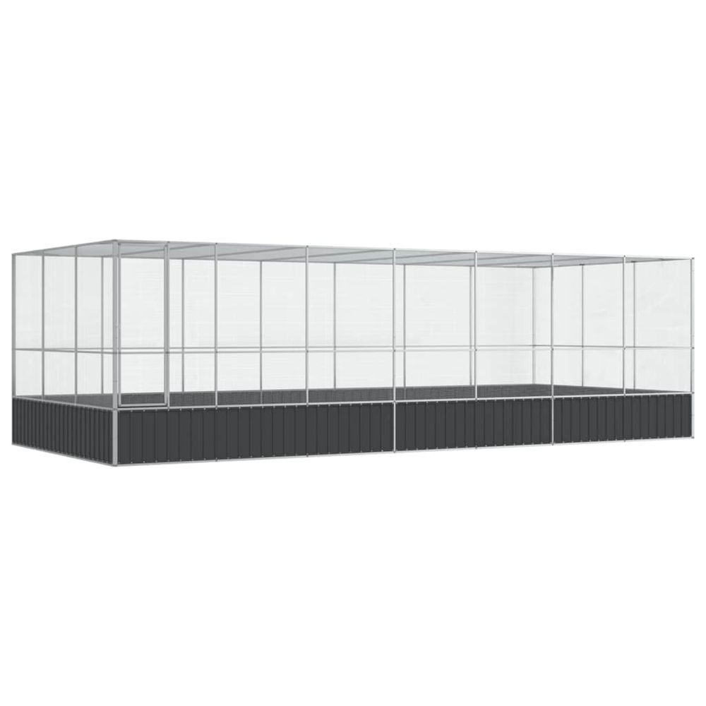 Volière avec extension argenté 725x307x212 cm acier