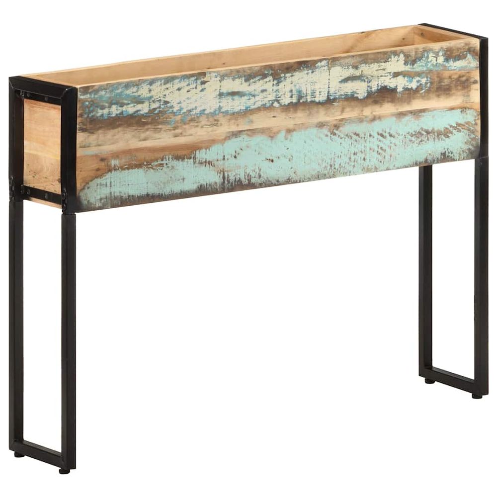 Jardinière surélevée 90cm en bois de récupération avec étagère de rangement