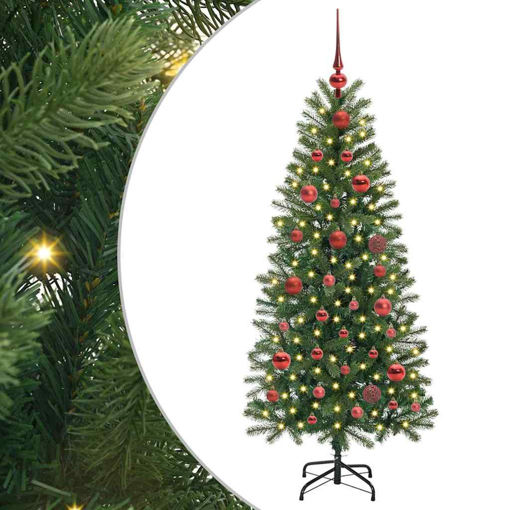 Sapin de noël artificiel avec 150 led vert 150 cm pe et pvc