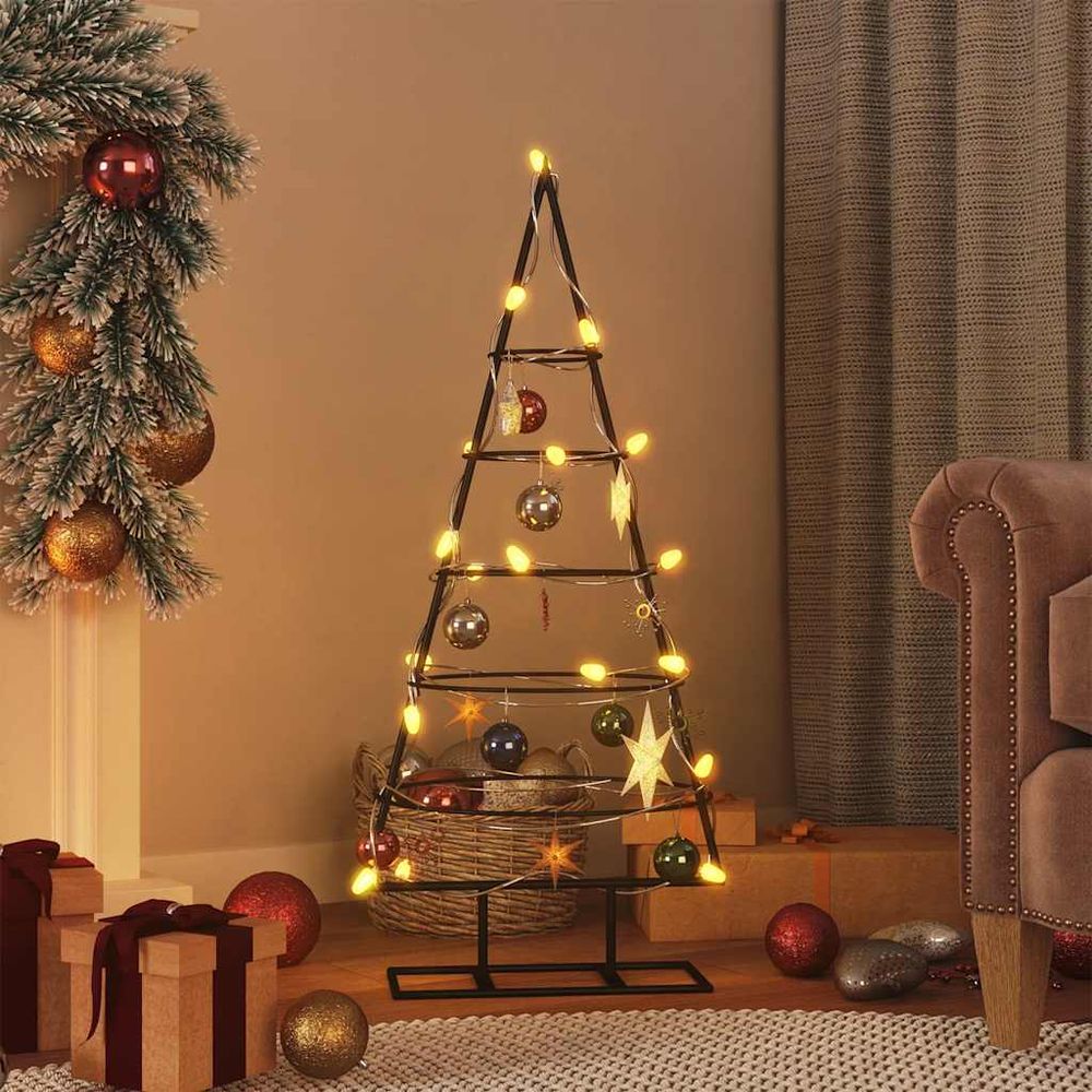 Sapin de noël stylisé en métal à décorer pour intérieur noir 90 cm