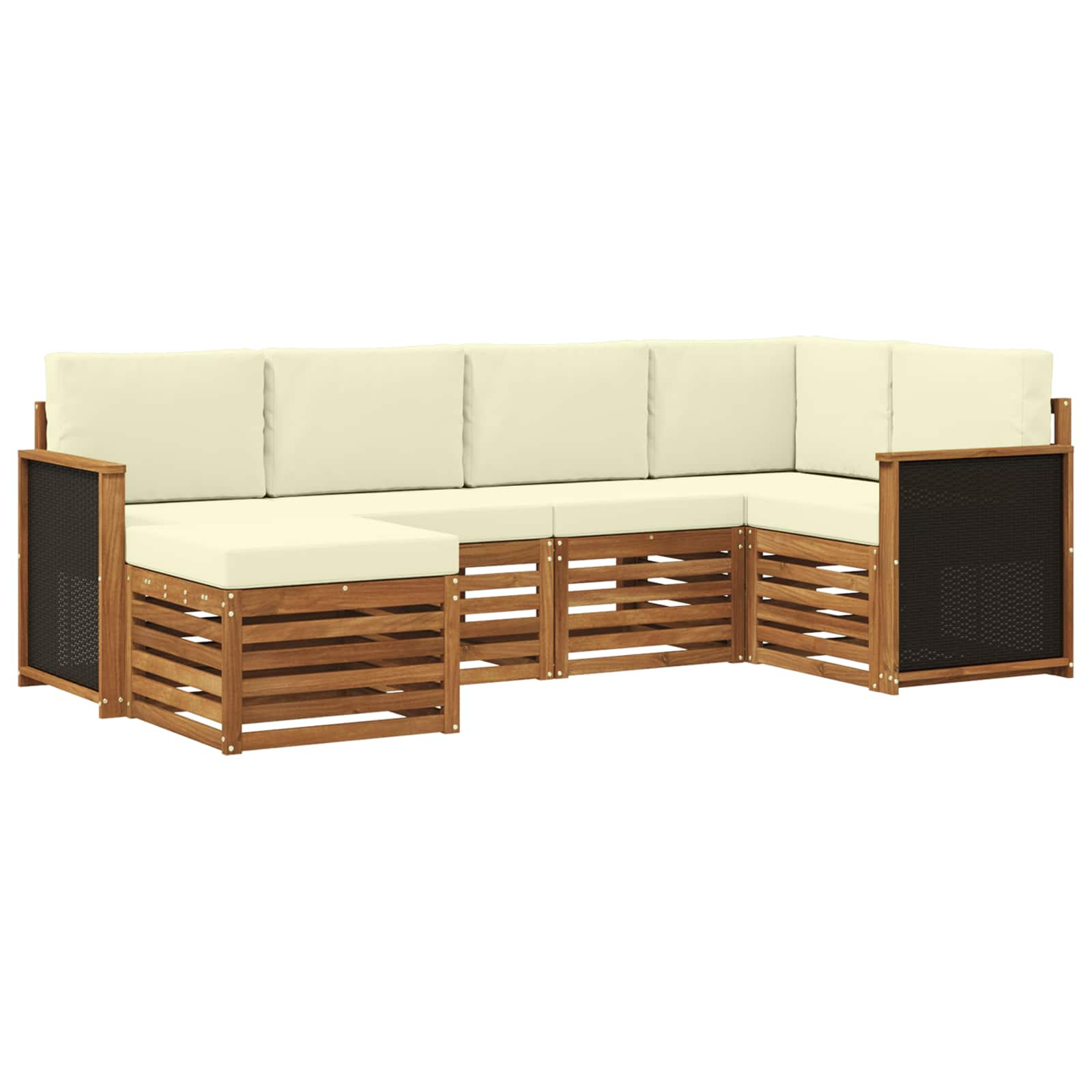 Ensemble de canapé d'angle avec coussin 5 pcs naturel et crème