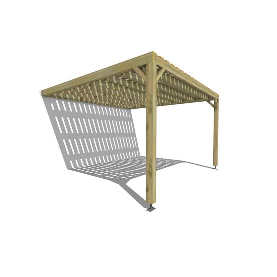 Pergola bois • 4m x 4m • adossée • sens largeur • platelage bois • livraison comprise