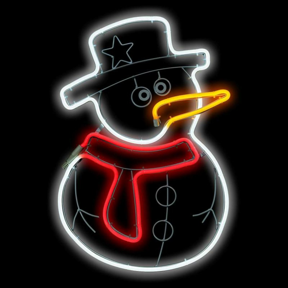 Bonhomme de neige ip44 néon led double face blanc froid orange et rouge lotti