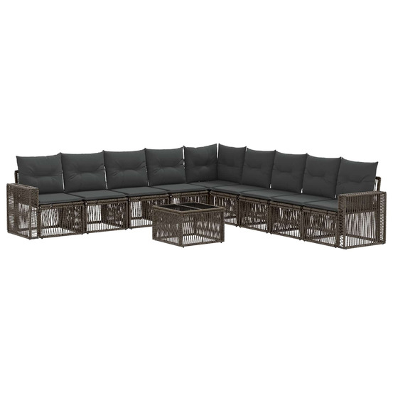 Ensemble de canapé de jardin 10 pcs gris et gris foncé