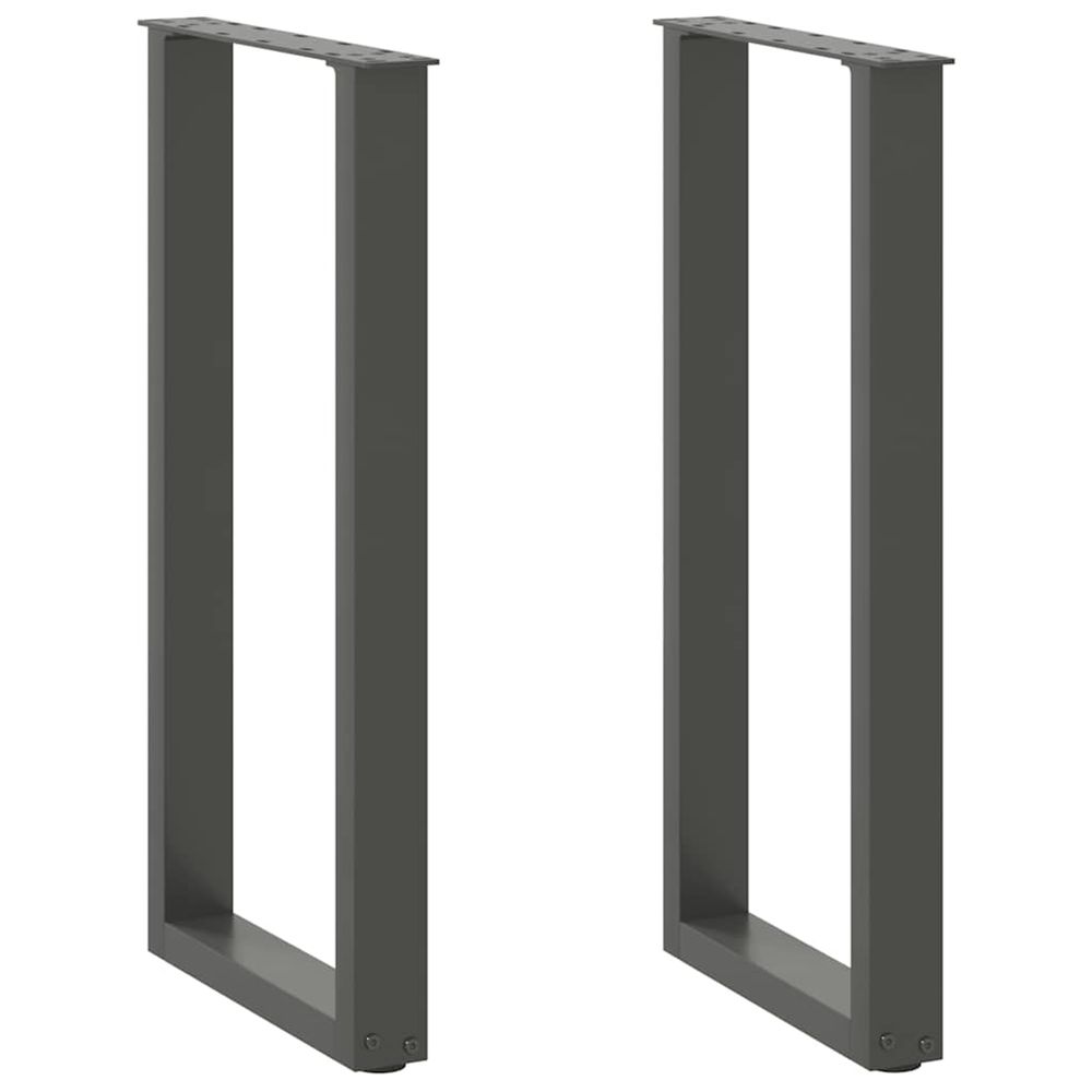 Pieds de table console en u, 2 pièces, anthracite, 38 x (72-73) cm, acier