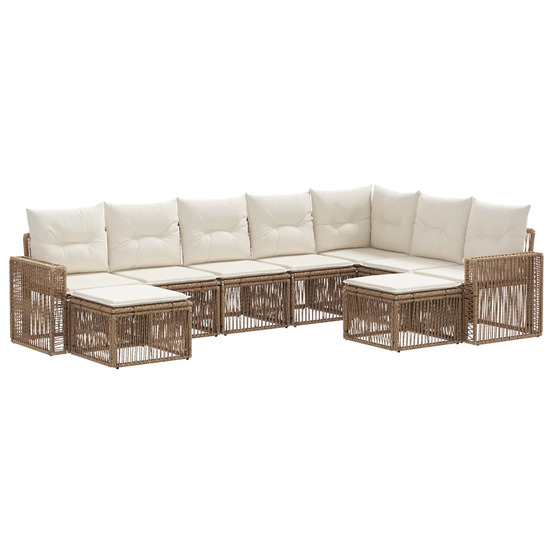 Ensemble de canapé de jardin 9 pcs beige et blanc crème