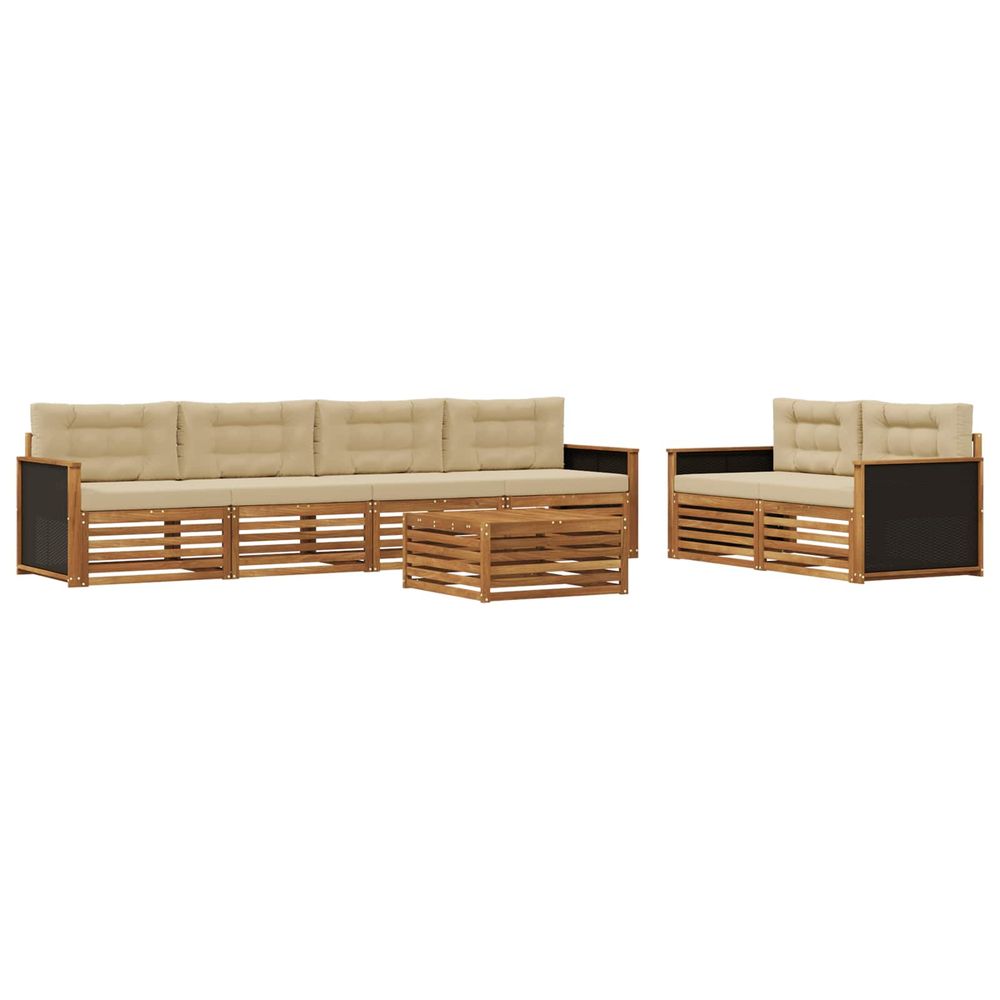 Ensemble de canapés d'extérieur 7 pc naturel et beige polyester
