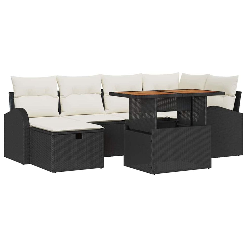 Ensemble de canapé de jardin 7 pc noir polyrotin