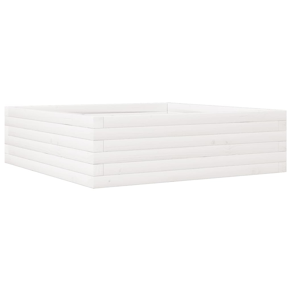 Jardinière blanc 80x80x23 cm bois de pin massif