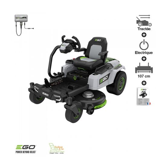 Tracteur tondeuse sur batterie avec volant egopower 107 cm zt4201es