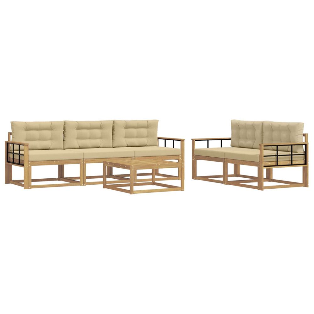 Ensemble de canapés d'extérieur 6 pc blanc et beige