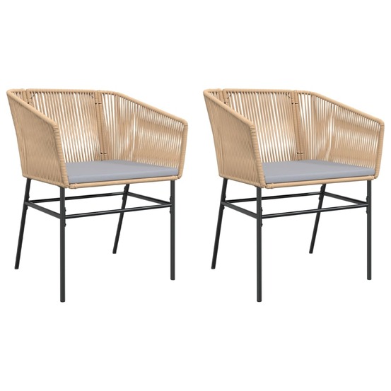 Chaises de jardin lot de 2 et coussins marron rotin