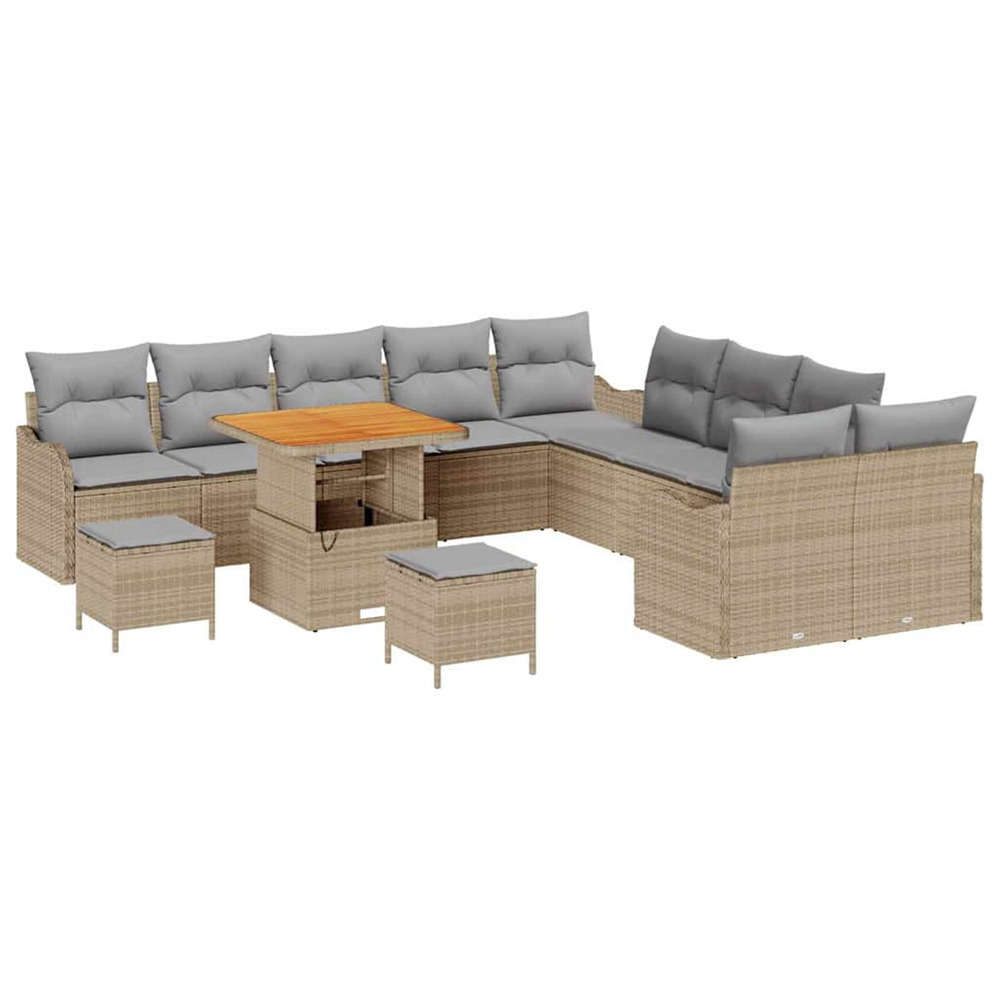 Ensemble de canapé de jardin 13 pcs beige et gris clair