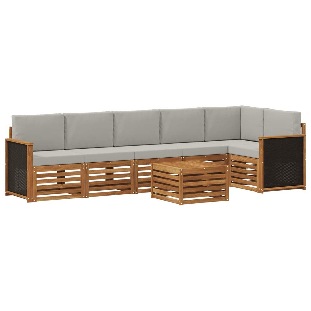 Ensemble de canapés d'extérieur 6 pc naturel et gris clair