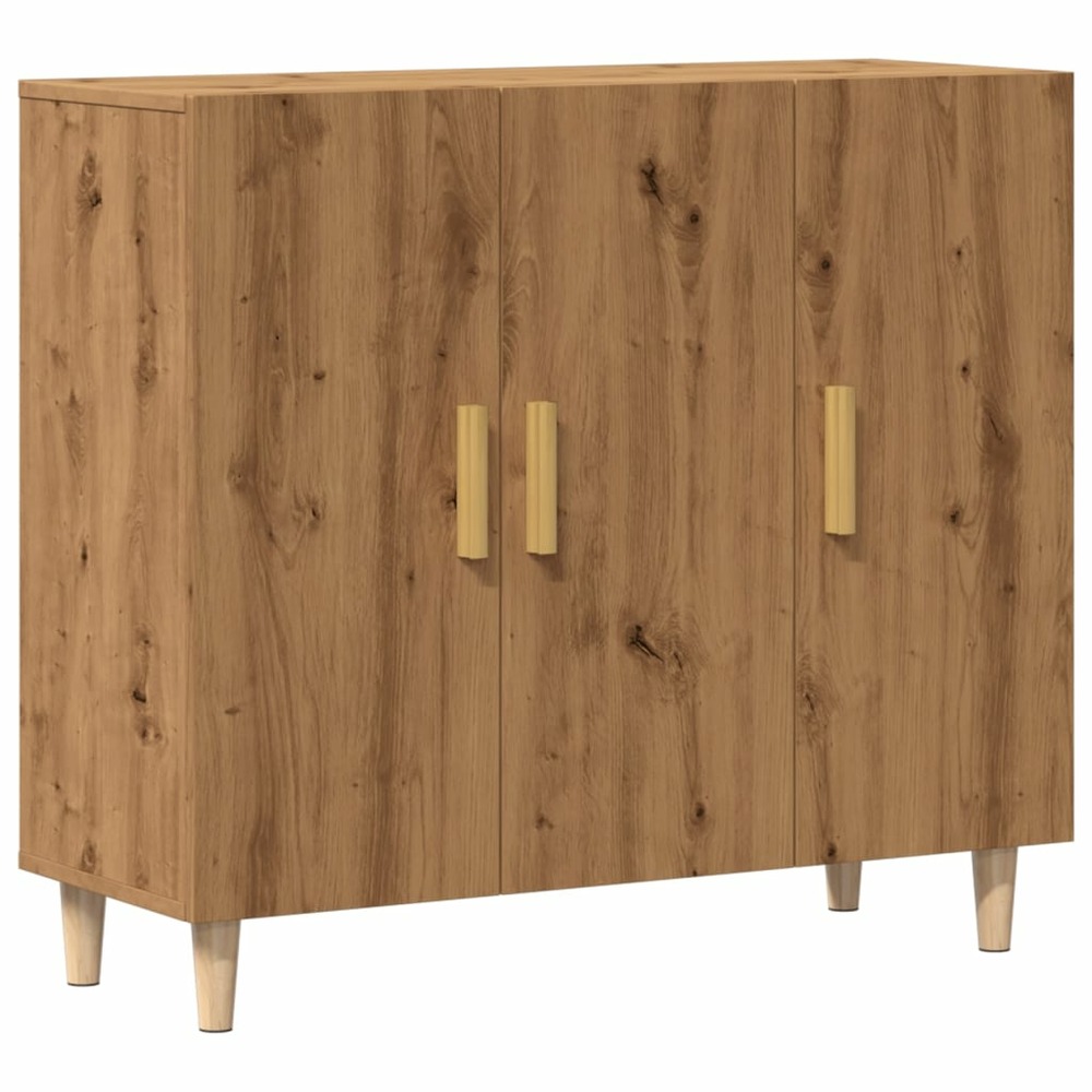 Buffet bahut commode armoire meuble de rangement organisateur cuisine salle de séjour salon artisanal 90 x 34 x 80 cm bois d'