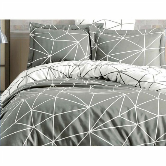Parure de lit - housse de couette 220 x 240 + 2 taies d'oreiller 60 x 60 coton renforcé - gris