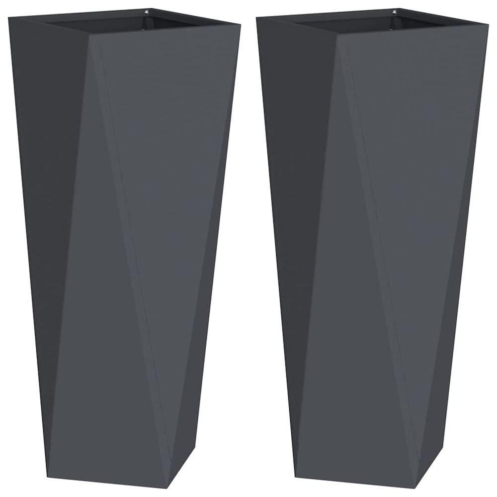 Jardinière 2 pcs anthracite 30 x 30 x 75 cm acier