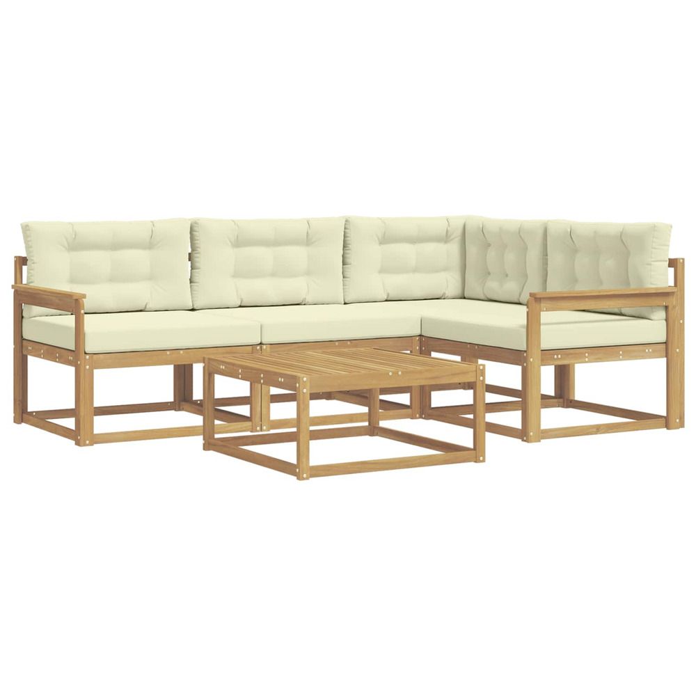 Ensemble de canapés d'extérieur 5 pc blanc et crème polyester