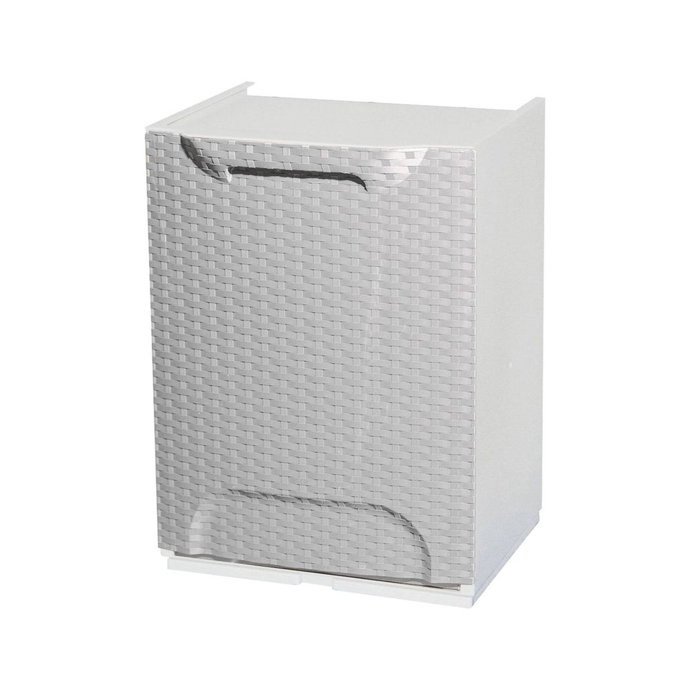 Poubelle\ nakri, mobilier d'extérieur, meuble de balcon polyvalent effet rotin, 100% made in italy, 34x29h47 cm, blanc