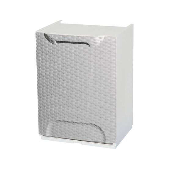 Poubelle\ nakri, mobilier d'extérieur, meuble de balcon polyvalent effet rotin, 100% made in italy, 34x29h47 cm, blanc