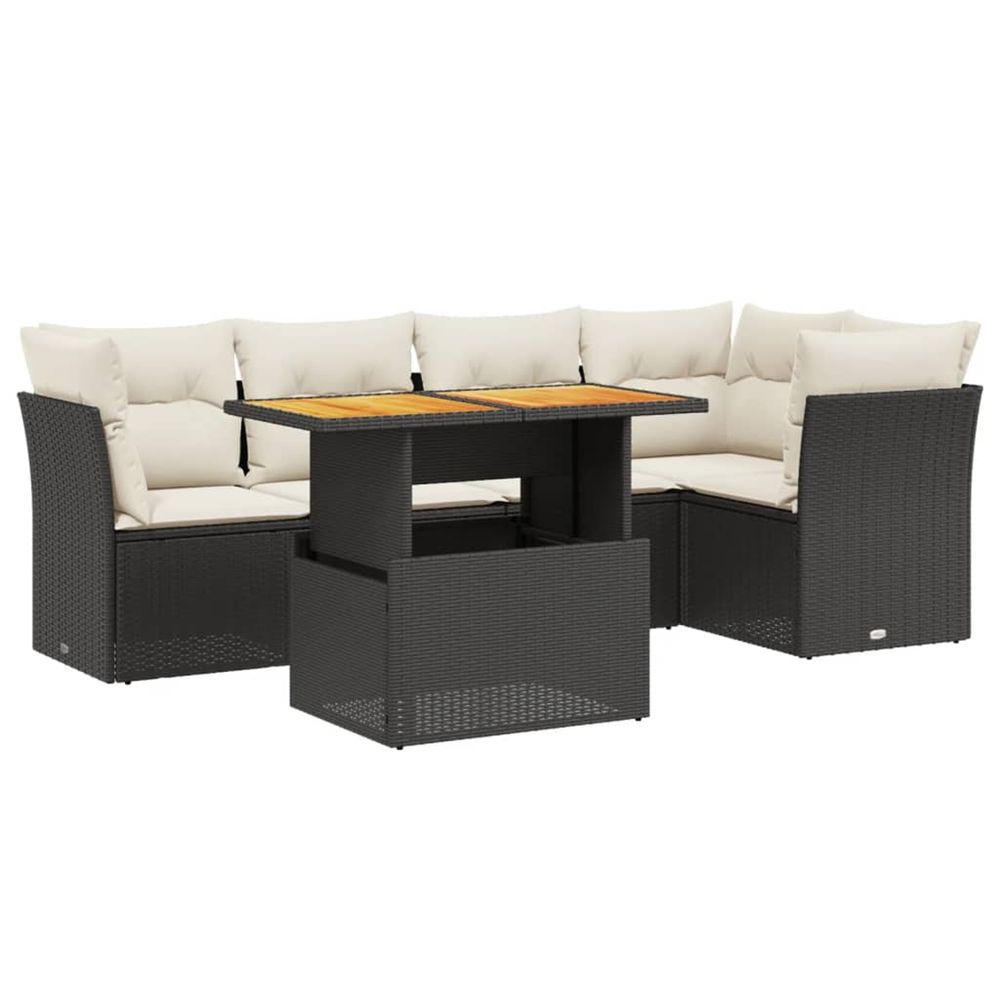 Salon de jardin 5 pcs avec coussins noir résine tressée