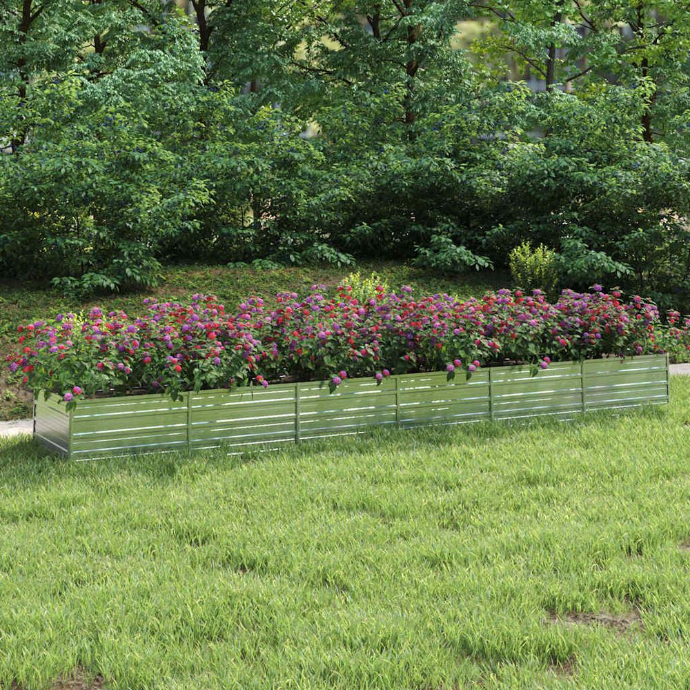 Très grand carré potager acier galvanisé pour jardin potager argenté 480x80x45cm